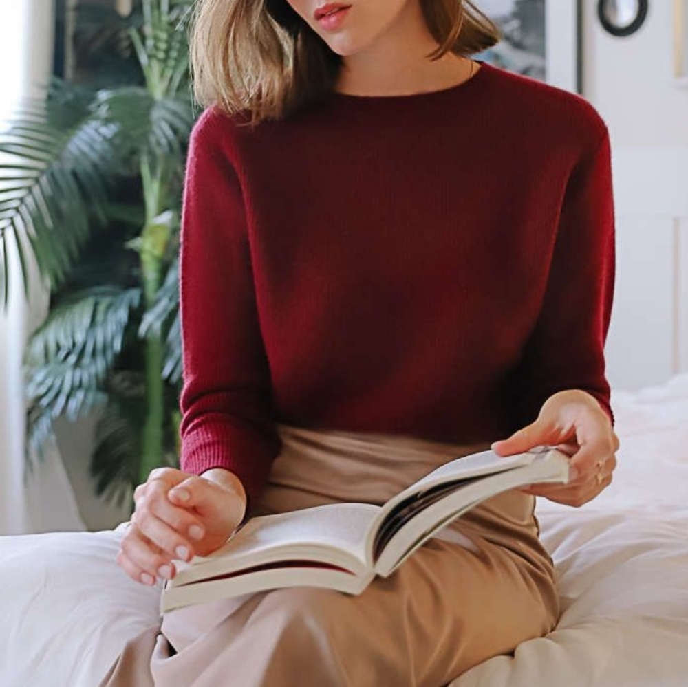Burgundy Cashmere Sweater // Size XS